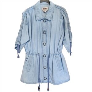 AMX CHAMBRAY LIGHTWEIGHT SHACKET JACKET SHIRT SIZE LARGE EUC